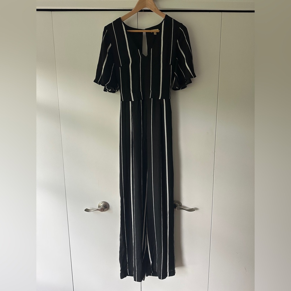 Lily White Black and White Striped Jumpsuit